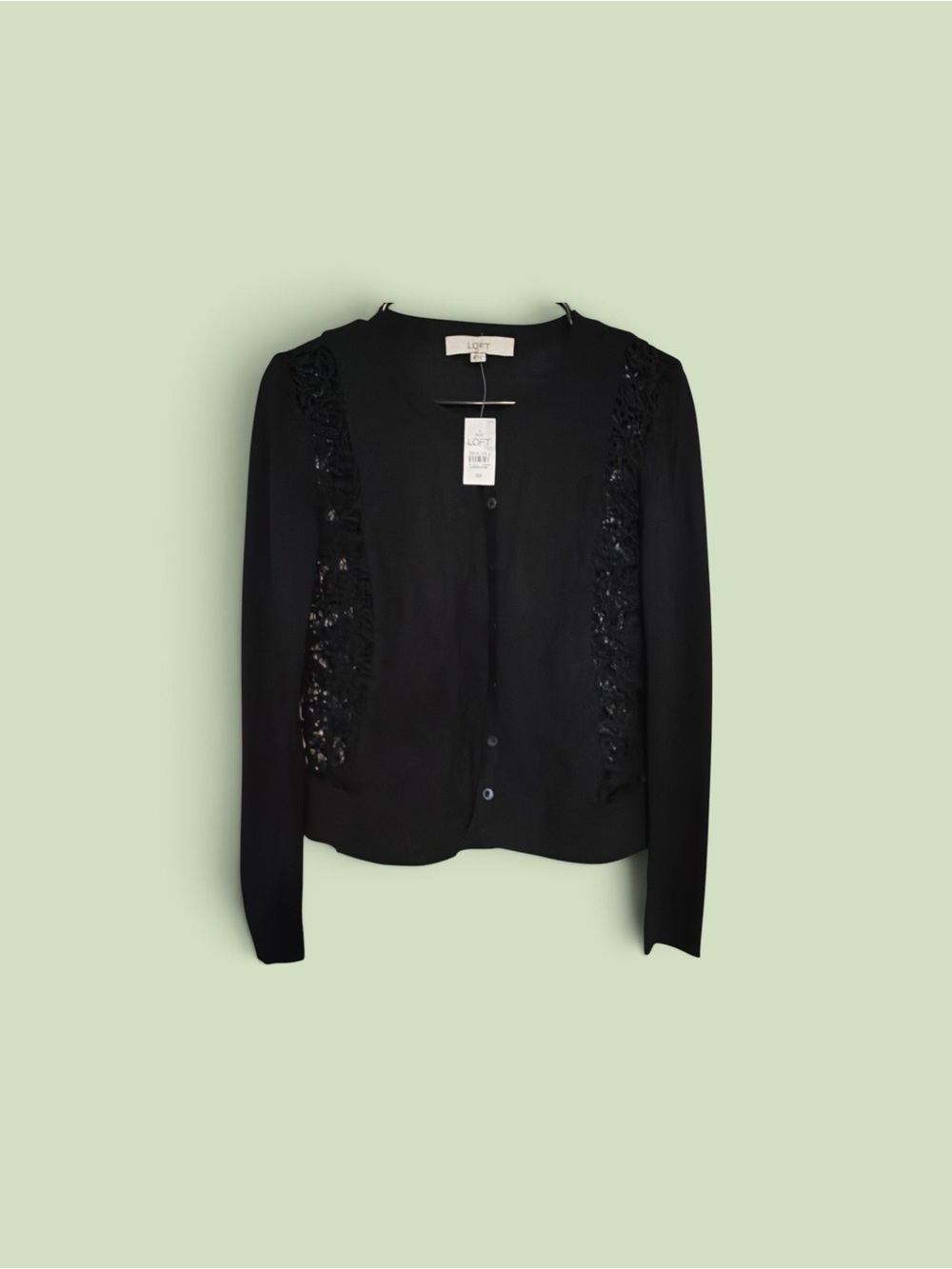 LOFT Black Sequin-Trim Cardigan Sweater